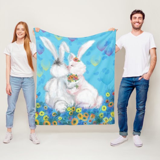 Bunny Fleece Blanket - Hug (In situ)