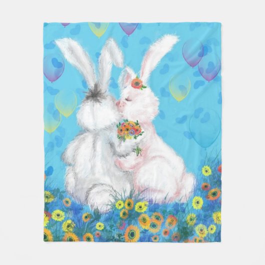 Bunny Fleece Blanket - Hug Deken (Voorkant)
