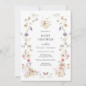 Bunny Fleur sauvage Baby shower Invitation (Devant)