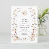 Bunny Fleur sauvage Baby shower Invitation (Debout devant)
