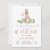 Bunny Floral 3rd Birthday Invitation (Devant)