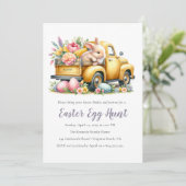 Bunny floral de Whimsical Invitation chasse aux oe (Debout devant)