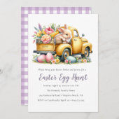 Bunny floral de Whimsical Invitation chasse aux oe (Devant / Derrière)