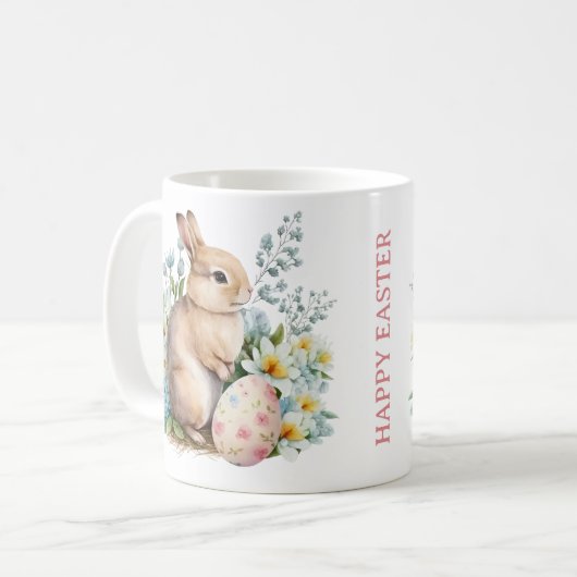 Bunny & Floral Egg Koffiemok (Voorkant links)