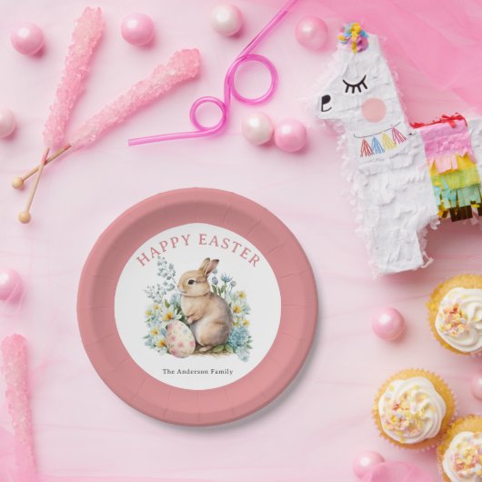 Bunny & Floral Egg Papieren Bordje (Feest)