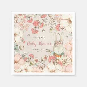 Bunny  Floral Foliage Baby shower Servet