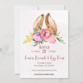 Bunny Floral Oreilles Pâques Invitation (Devant)