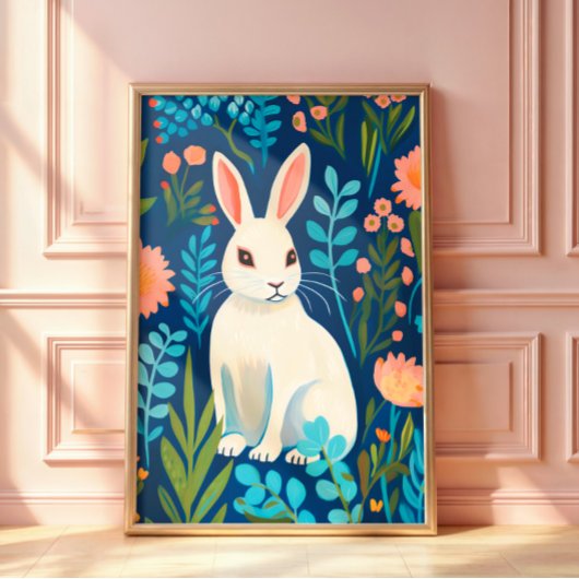 Bunny Floral Poster