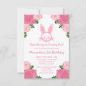 Bunny floral rose Invitation Anniversaire (Devant)