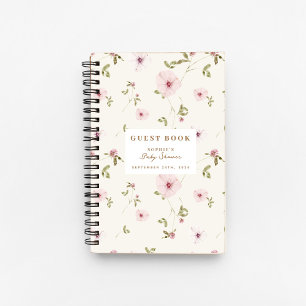 Bunny Floral Waterverf Baby shower Gastenboek Notitieboek