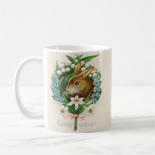 Bunny Floral Wreath Easter Greetings Koffiemok