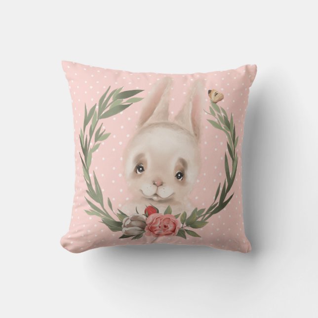 Bunny Floral Wreath Kussen (Voorkant)