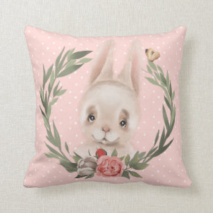 Bunny Floral Wreath Kussen