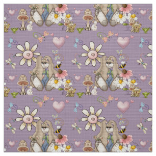Bunny Flowers U verandert achtergrondkleur Stof