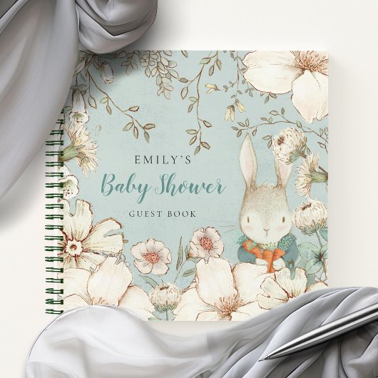 Bunny Foliage Baby shower Alternate Guest Book Notitieboek