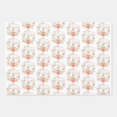 Bunny Foliage Florals Pattern Baby Girl Inpakpapier Vel (Voorkant 3)