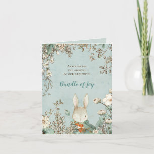  Bunny foto Bloemen Groene Jongen Geboorte Aankondiging