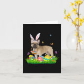 Bunny French Bulldog met eiermand-paasjacht Kaart (Gele Bloem)