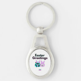 Bunny Fuzzies Oval Metal Sleutelhanger
