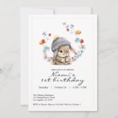 Bunny Garden First Birthday Invitation (Devant)