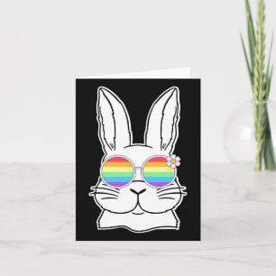 Bunny Gay Pride LGBTQ Bunny Rainbow Sungles Happy Kaart