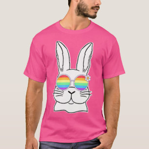 Bunny Gay Pride LGBTQ Bunny Rainbow Zonnebril Hap T-shirt