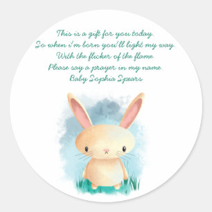 Bunny - gebedskaarslabel ronde sticker