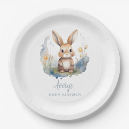 Bunny Gender Neutraal Baby shower Papieren Bordje