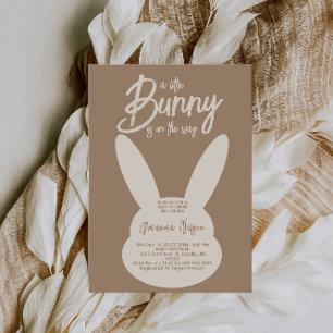 Bunny Gender Neutral Modern Script Baby shower Kaart
