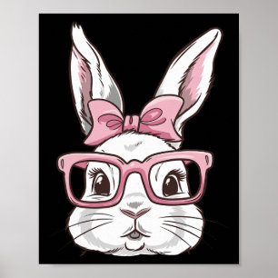 Bunny Gezicht Met Roze Zonnebril Bow Stropdas Paas Poster