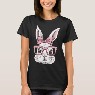 Bunny Gezicht Met Roze Zonnebril Bow Stropdas Paas T-shirt