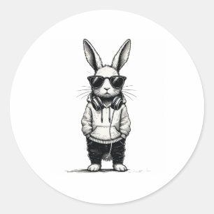 Bunny Gezicht Met Zonnebril Paasdag Voor Jongens M Ronde Sticker