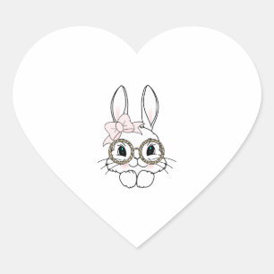 Bunny Gezicht Pasen Dier Print Bril Lente Hart Sticker
