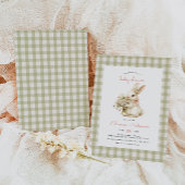  Bunny Gingham-Baby shower Kaart