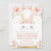 Bunny Girl Baby shower / Blush Gold Rabbit Kaart (Voorkant)
