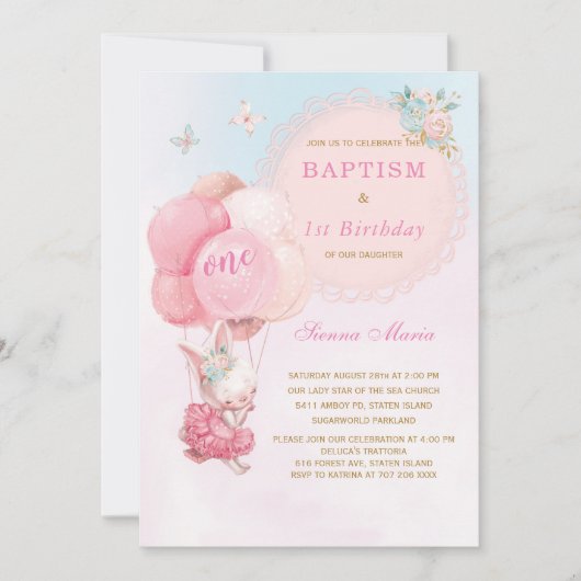 Bunny Girl premier anniversaire et invitation au b (Devant)