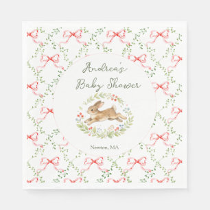 Bunny Girl Roze Bloemensier Baby Shower Servet