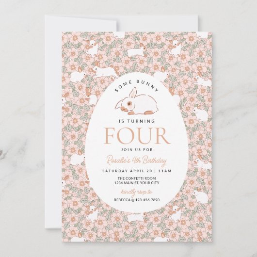Bunny Girls de Pâques 4e Invitation d'anniversaire (Devant)