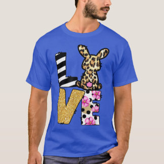 Bunny Gnome Love Leopard Bunny Easter Feestdagen T-shirt