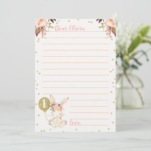 Bunny Gold ballon Theme Time Capsule Kaart (Staand voorkant)