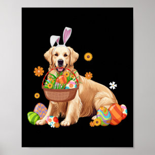Bunny Golden Retriever Hond Pasen Eieren Sket Jong Poster