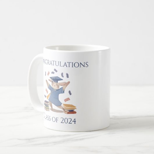 Bunny Graduation Cadeau Mug mignonne (Devant gauche)