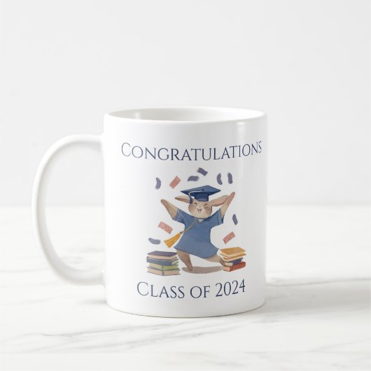 Bunny Graduation Cadeau Mug mignonne (Gauche)