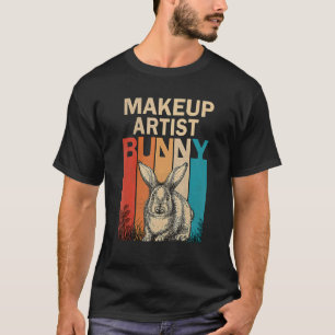 Bunny Graphic Matching Retro Makeup Artist Easter T-shirt