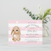 Bunny Gris Rose Bébé Douche Invitations (Debout devant)