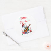 Bunny Guitar Merry Christmas Sticker (Envelop)