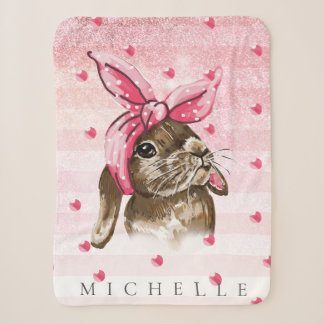 Bunny Hand geschilderde glitter Gepersonaliseerd Sherpa Deken