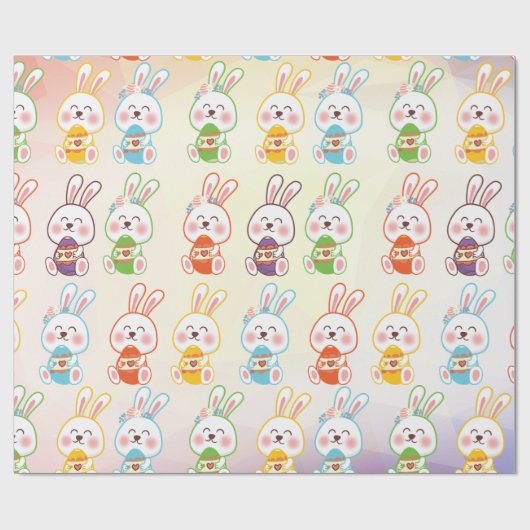 Bunny Happy Easter Day Pattern Wrapping Paper Cadeaupapier (Vlak)