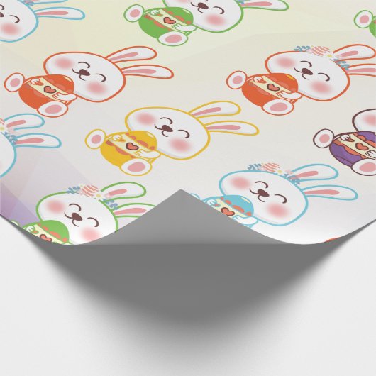 Bunny Happy Easter Day Pattern Wrapping Paper Cadeaupapier (Hoek)