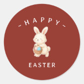Bunny Happy Easter Round Stickers (Devant)
